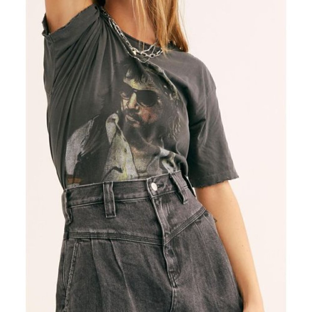 Free People Sanded Black Sidecar Mini Skirt NWT - Picture 2 of 11